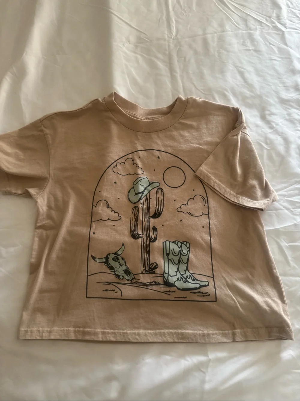 Kids Western Graphic Tee in Tan